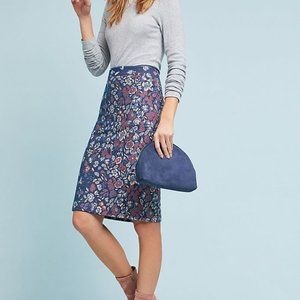 Anthropologie Floral Knit Pencil Skirt Small